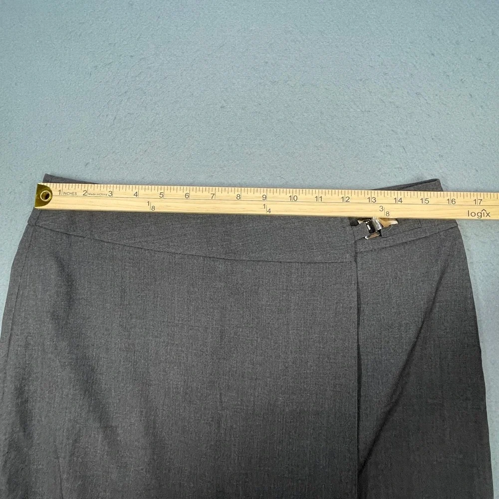 Calvin Klein Gray Side Buckle Faux Wrap Pencil Skirt Women Size 10